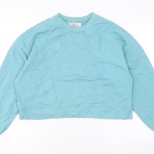 Pull&Bear Womens Blue Cotton Pullover Sweatshirt Size L Pullover