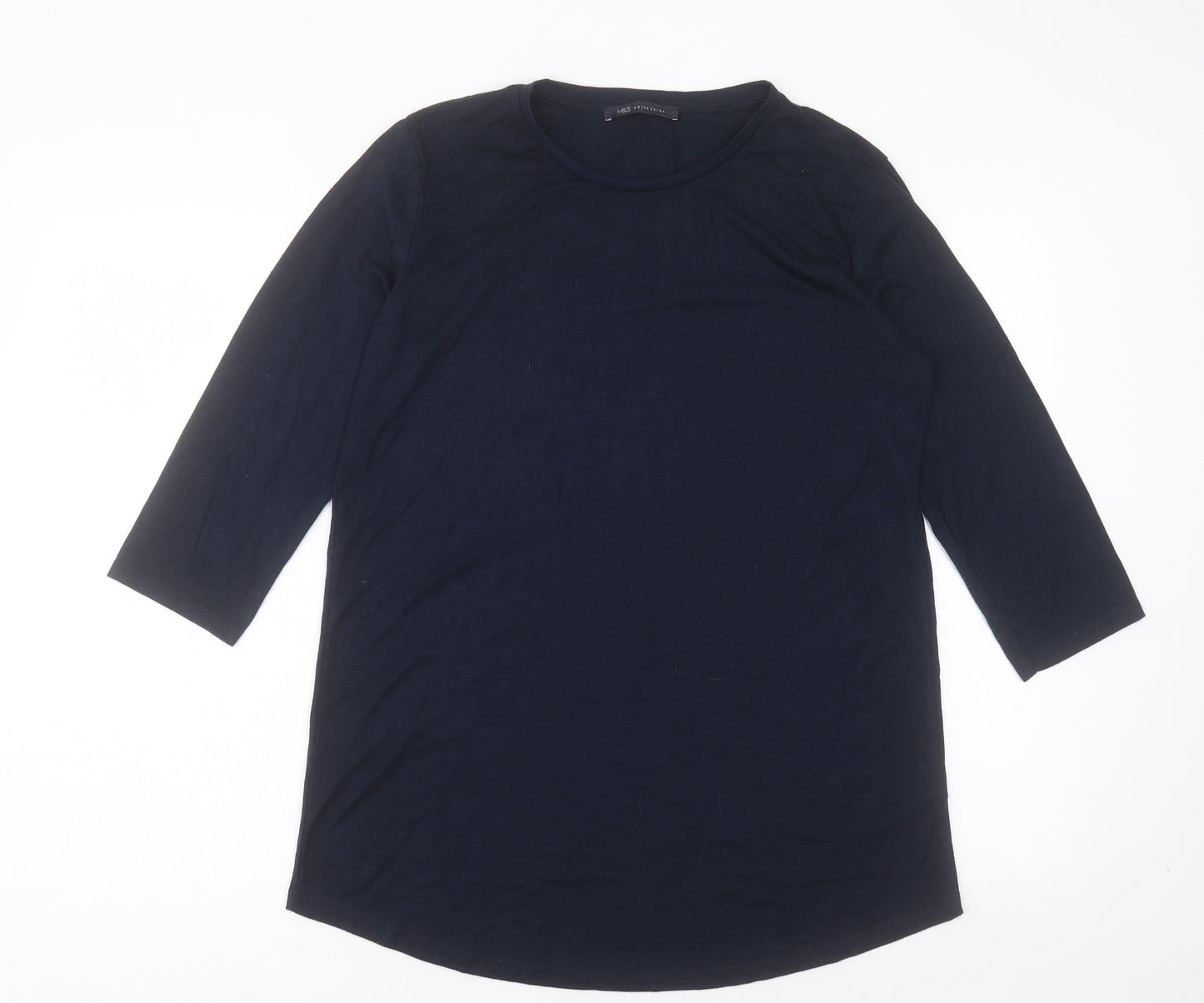 Marks and Spencer Womens Blue Polyester Tunic T-Shirt Size 12 Crew Neck