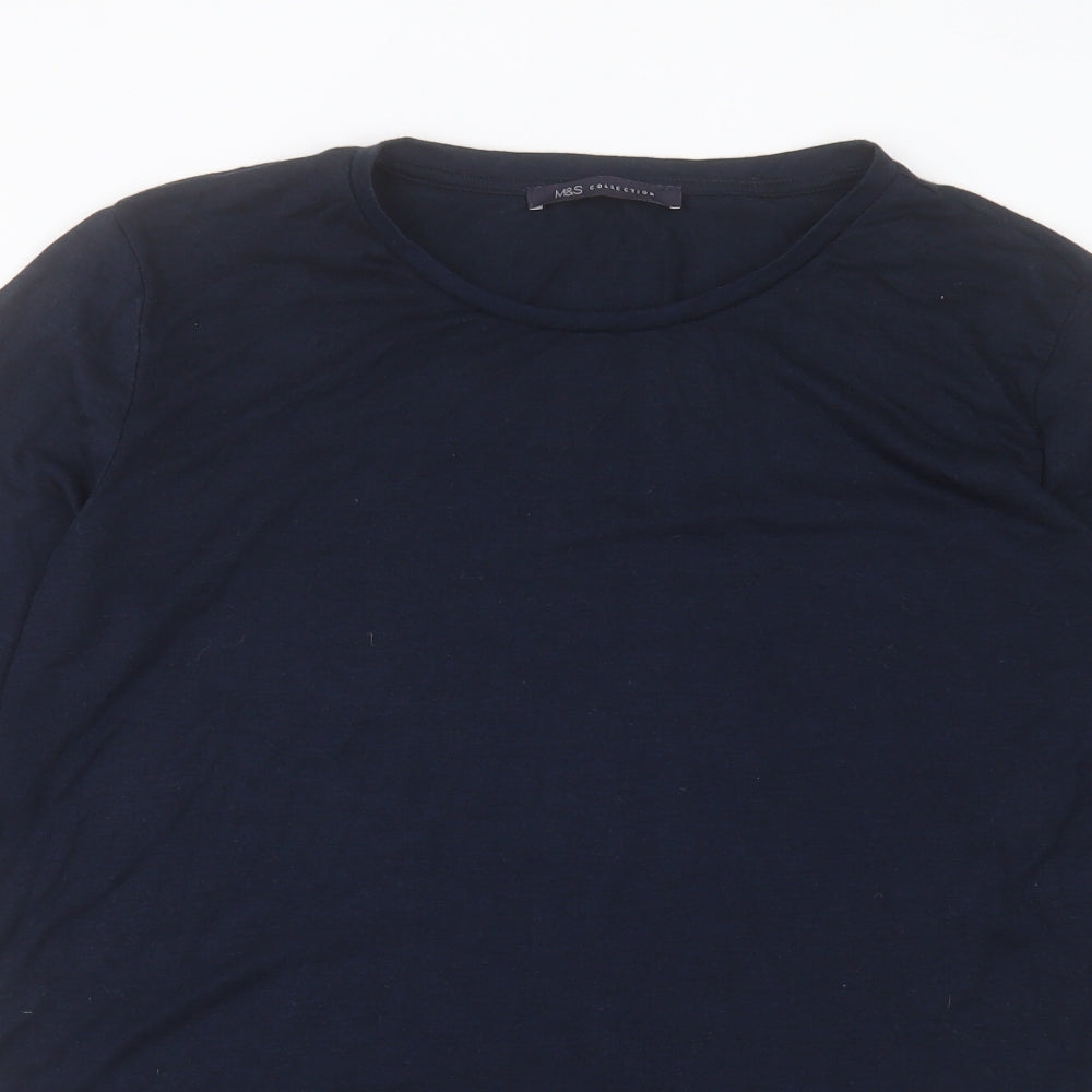 Marks and Spencer Womens Blue Polyester Tunic T-Shirt Size 12 Crew Neck