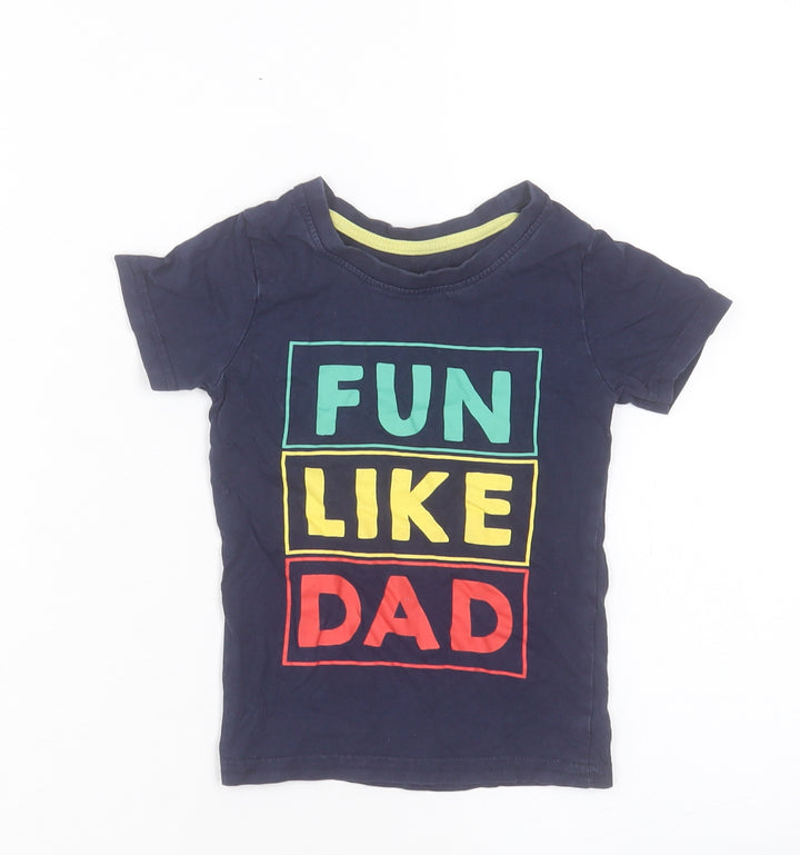 Primark Boys Blue Cotton Basic T-Shirt Size 24 Months Crew Neck Pullover - Fun Like Dad. 24-36 Months