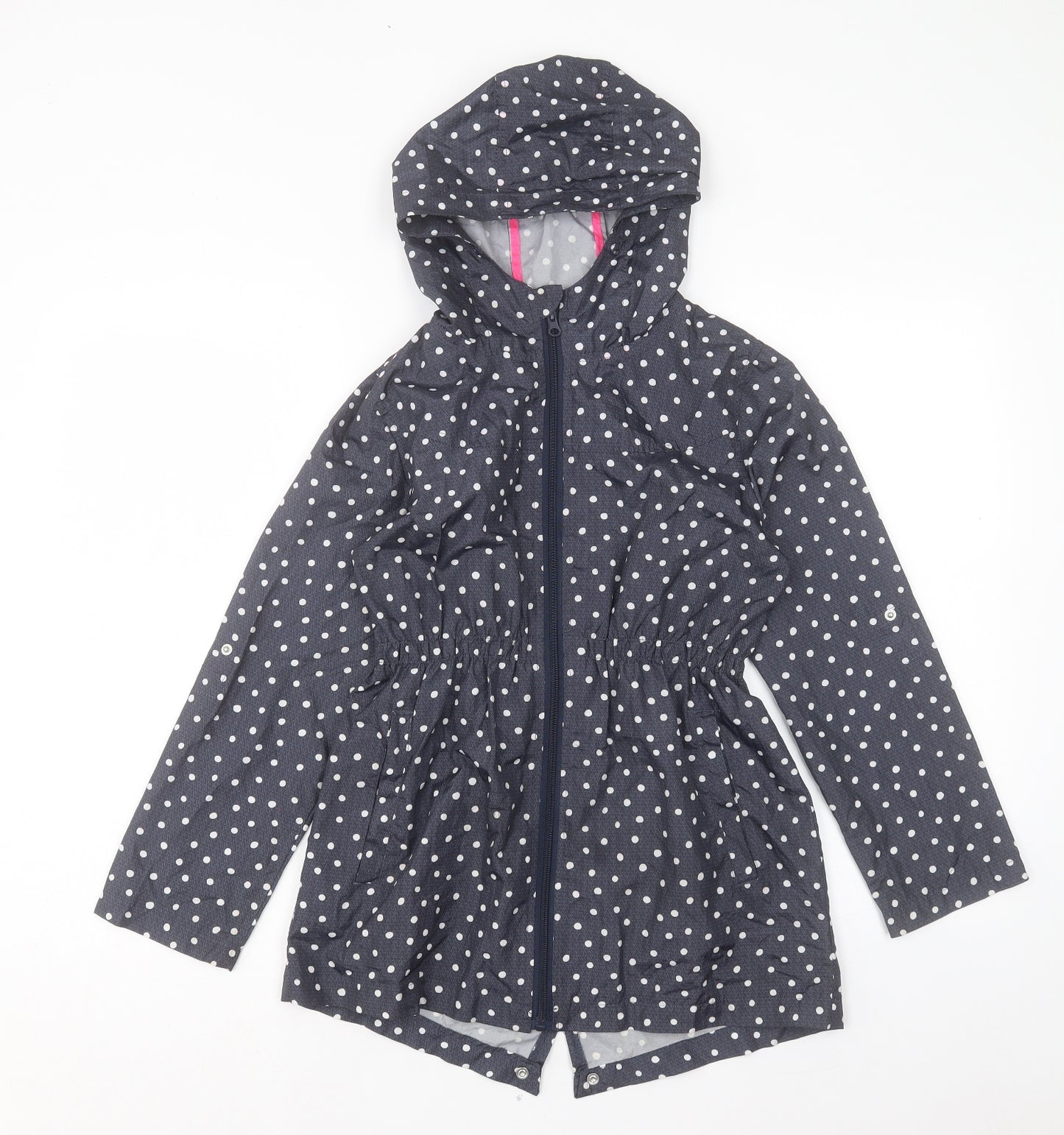 Young Dimension Girls Blue Polka Dot Basic Jacket Coat Size 11-12 Years Zip