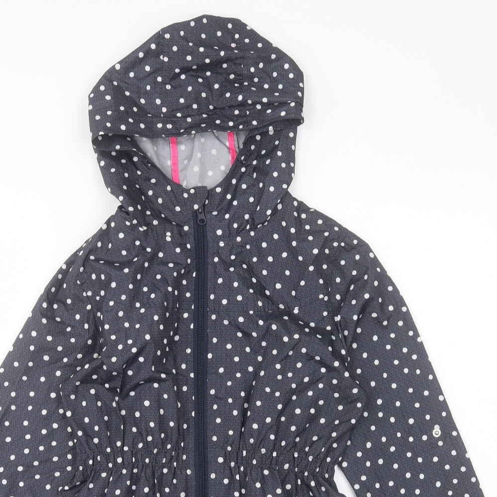 Young Dimension Girls Blue Polka Dot Basic Jacket Coat Size 11-12 Years Zip