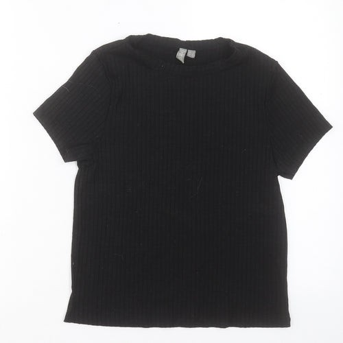 ASOS Womens Black Polyester Basic T-Shirt Size 12 Crew Neck