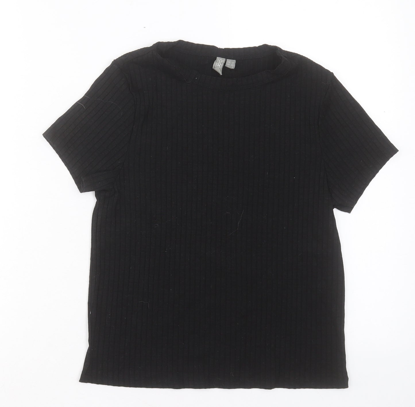 ASOS Womens Black Polyester Basic T-Shirt Size 12 Crew Neck