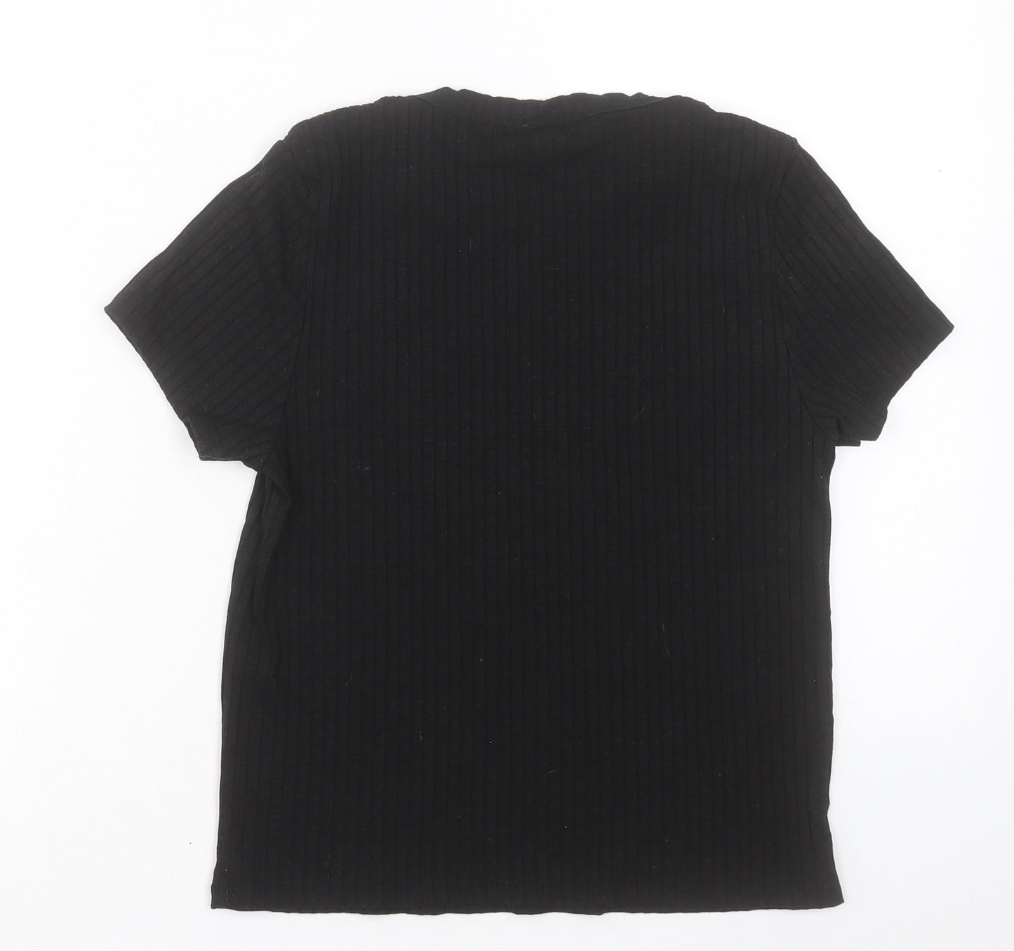 ASOS Womens Black Polyester Basic T-Shirt Size 12 Crew Neck