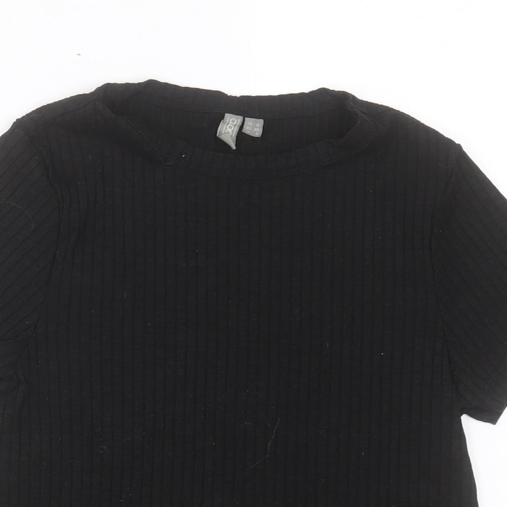 ASOS Womens Black Polyester Basic T-Shirt Size 12 Crew Neck