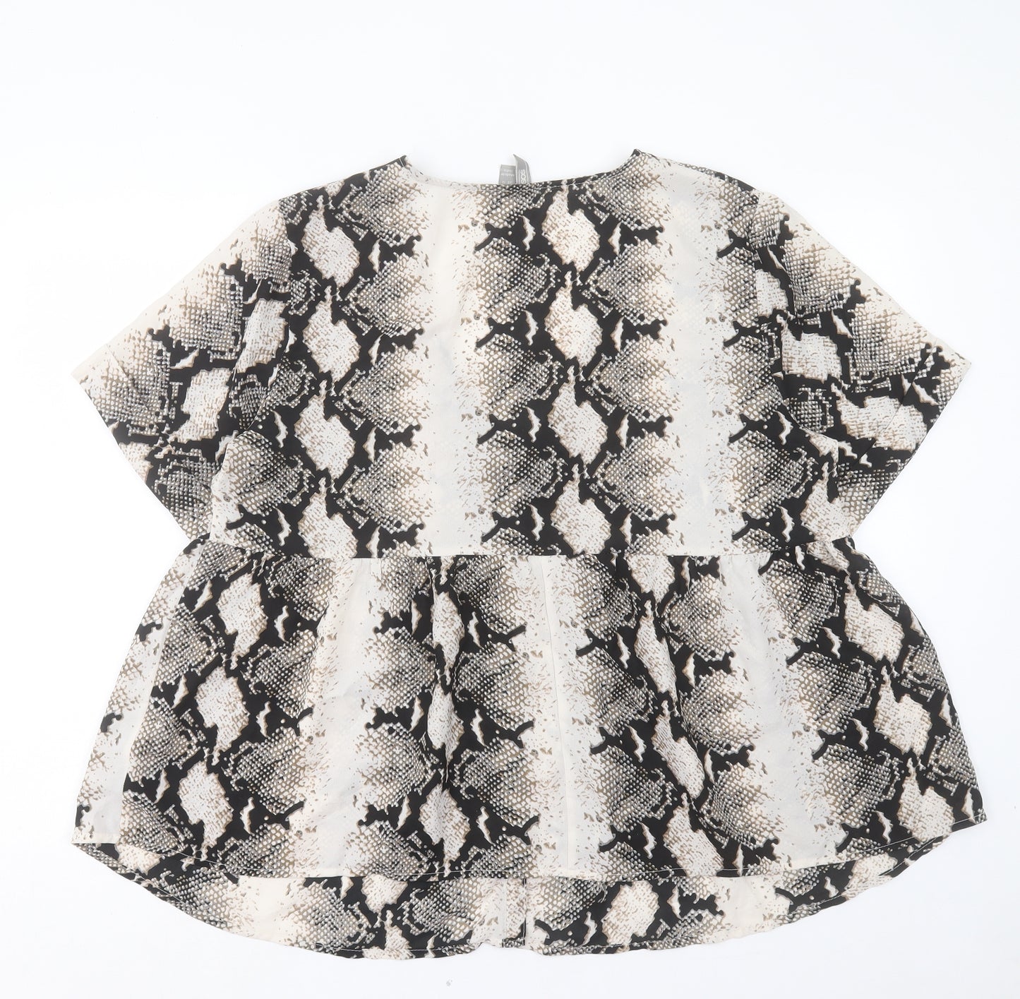ASOS Womens Brown Animal Print Polyester Basic Blouse Size 16 V-Neck