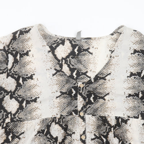 ASOS Womens Brown Animal Print Polyester Basic Blouse Size 16 V-Neck