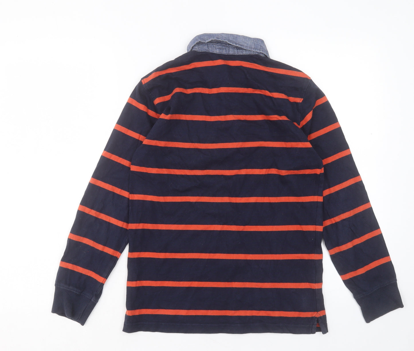 Gap Boys Blue Striped Cotton Basic Polo Size 12 Years Collared Button