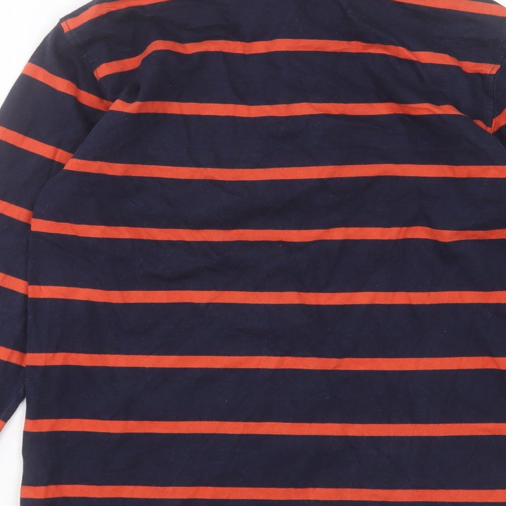 Gap Boys Blue Striped Cotton Basic Polo Size 12 Years Collared Button