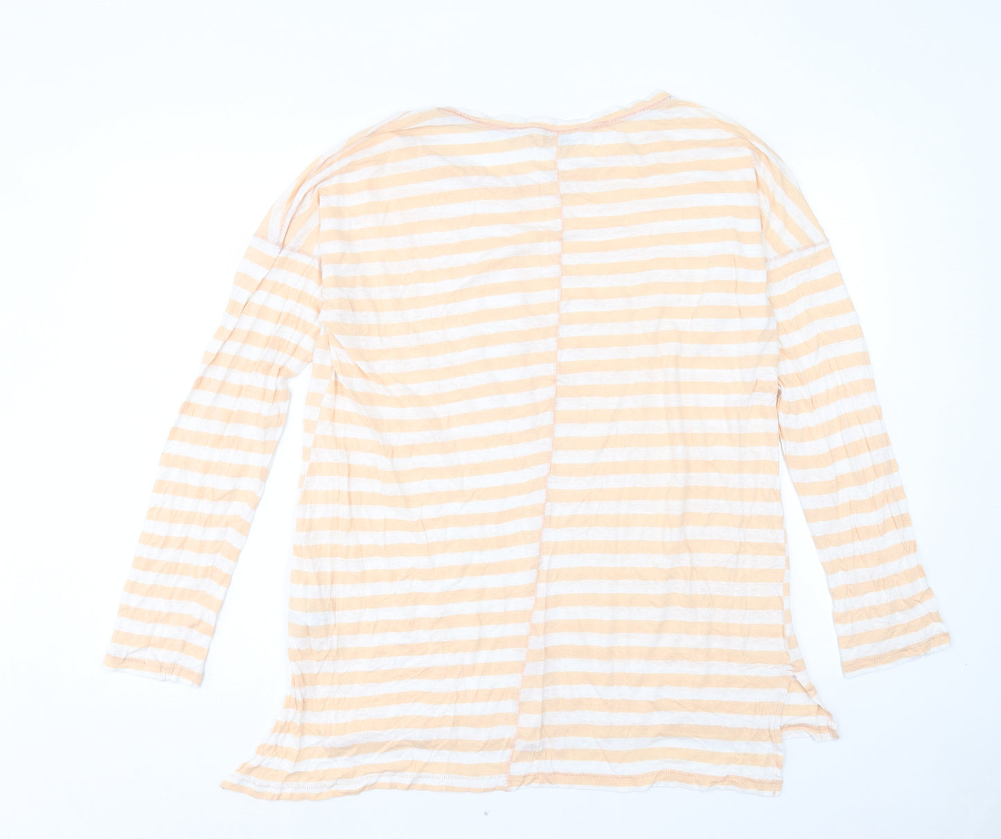 NEXT Womens Orange Striped Linen Tunic T-Shirt Size 16 Crew Neck