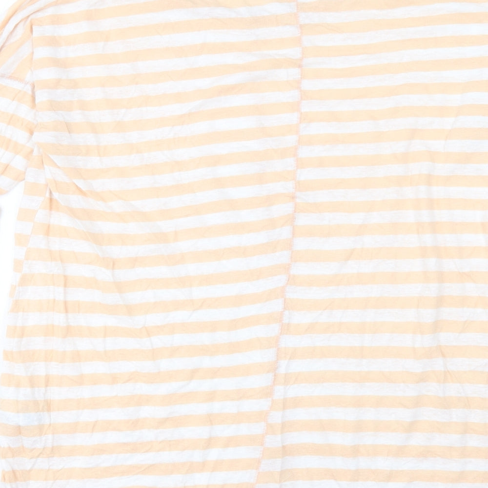 NEXT Womens Orange Striped Linen Tunic T-Shirt Size 16 Crew Neck