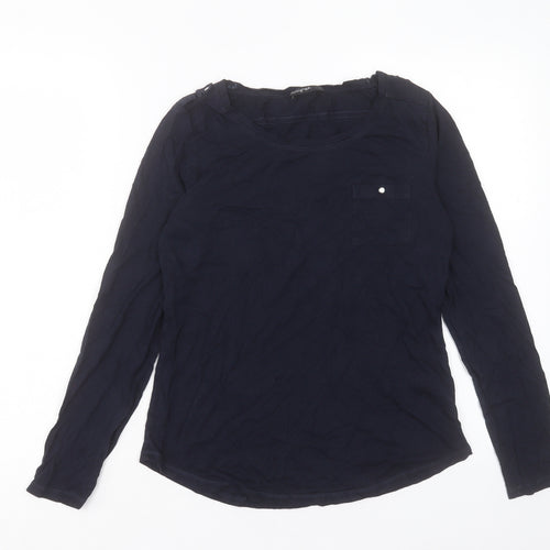 Autograph Womens Blue Modal Basic T-Shirt Size 12 Crew Neck - Pocket Detail