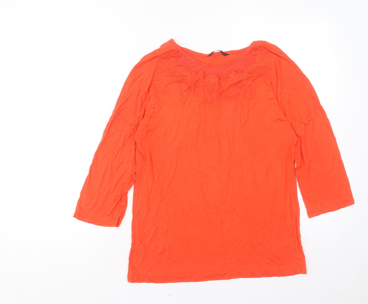 George Womens Orange Viscose Basic T-Shirt Size 10 Crew Neck