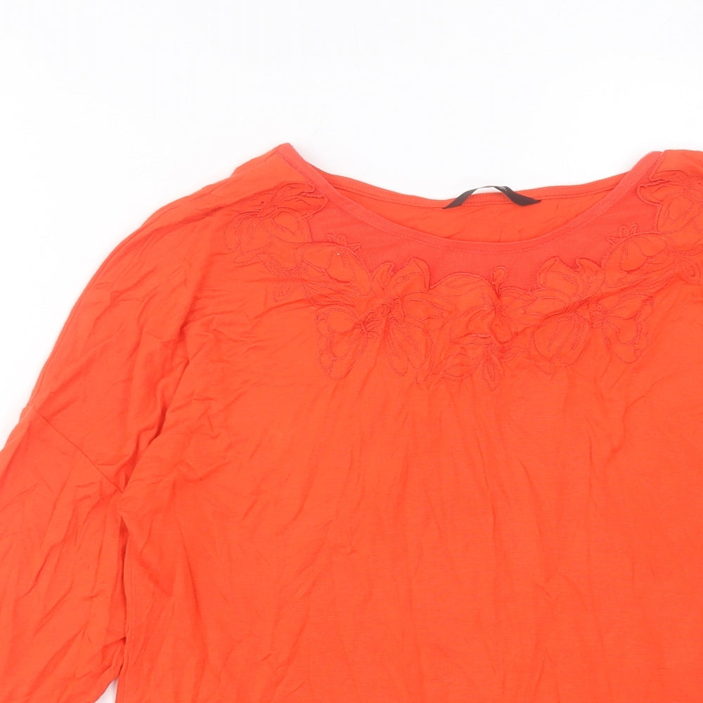 George Womens Orange Viscose Basic T-Shirt Size 10 Crew Neck