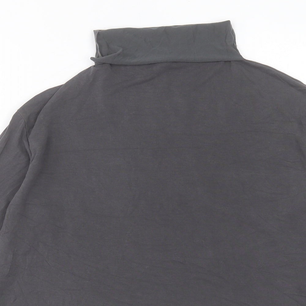 Weekday Womens Grey Modal Cropped T-Shirt Size S Roll Neck