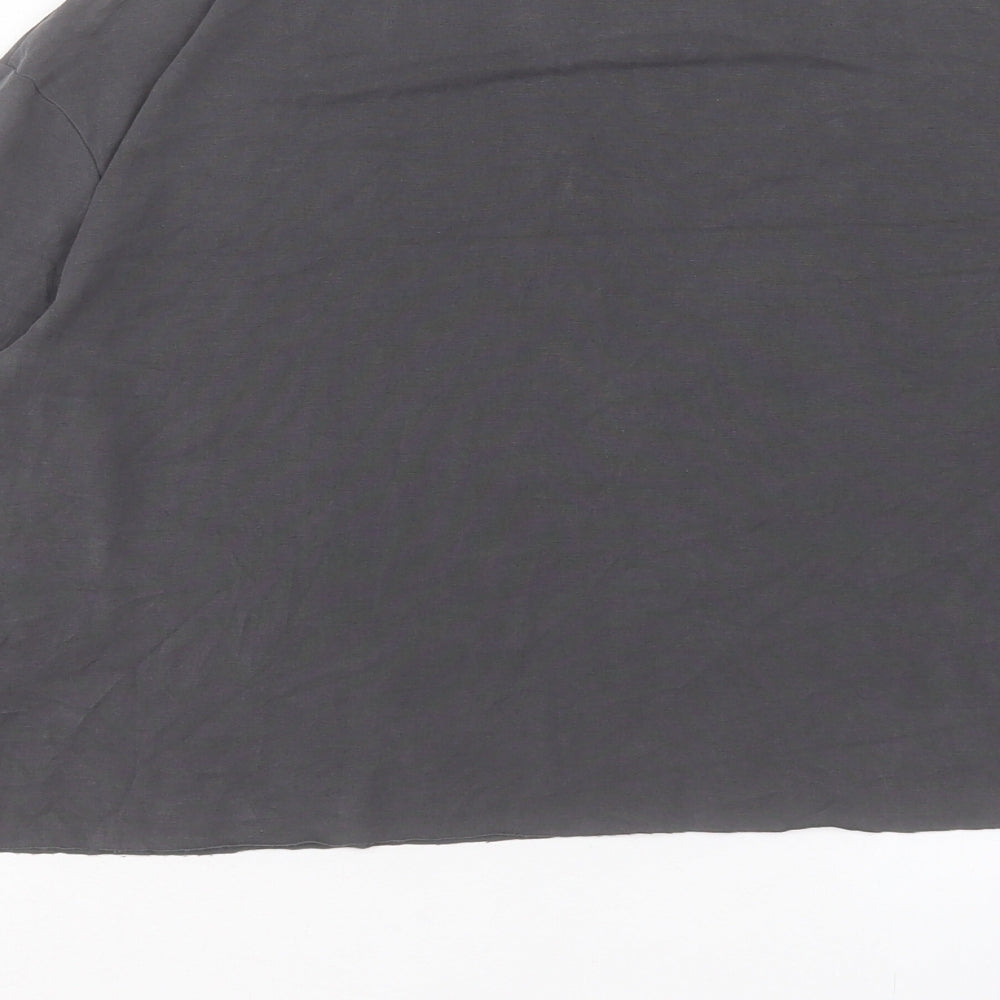 Weekday Womens Grey Modal Cropped T-Shirt Size S Roll Neck
