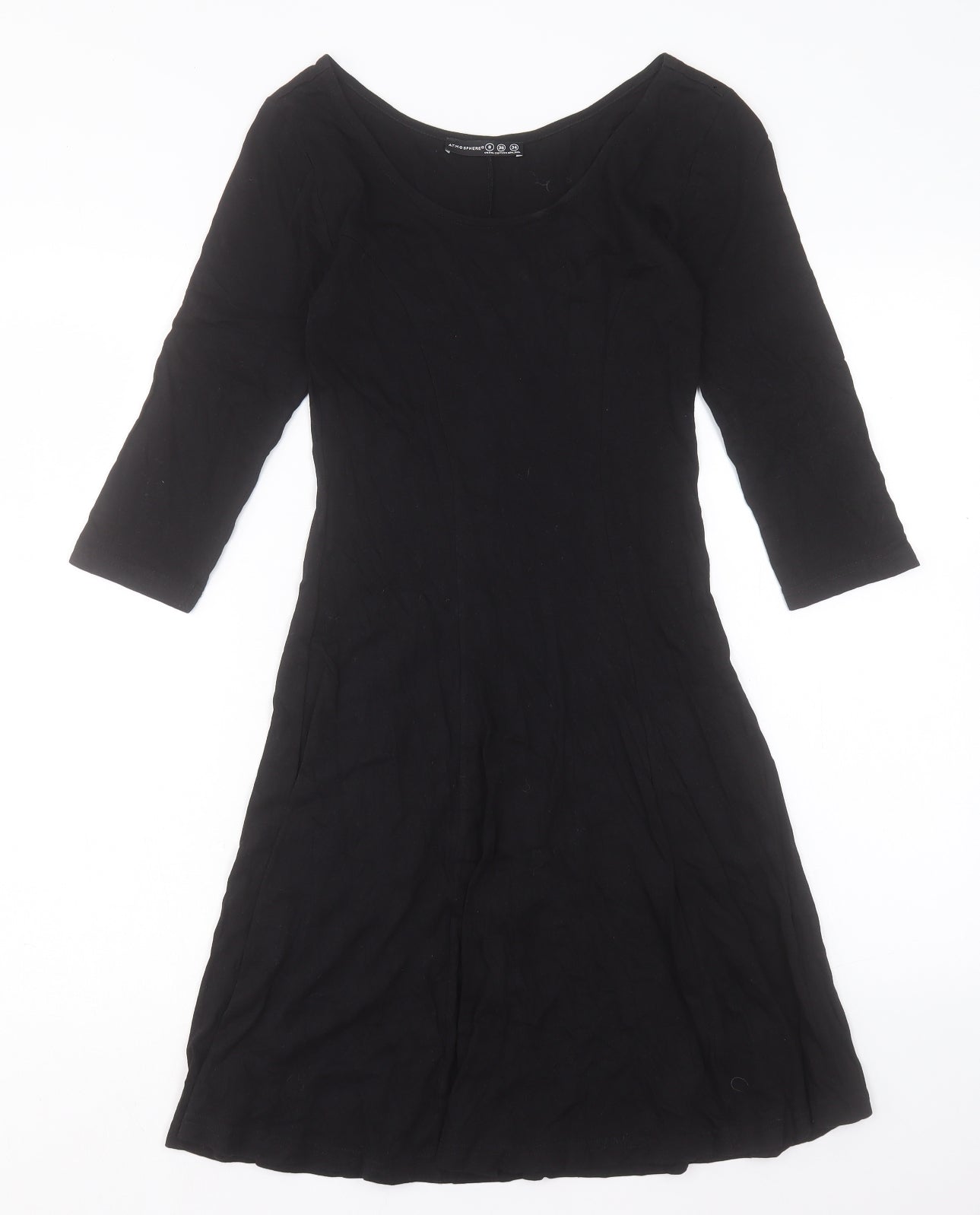 Atmosphere Womens Black Cotton A-Line Size 8 Scoop Neck Pullover