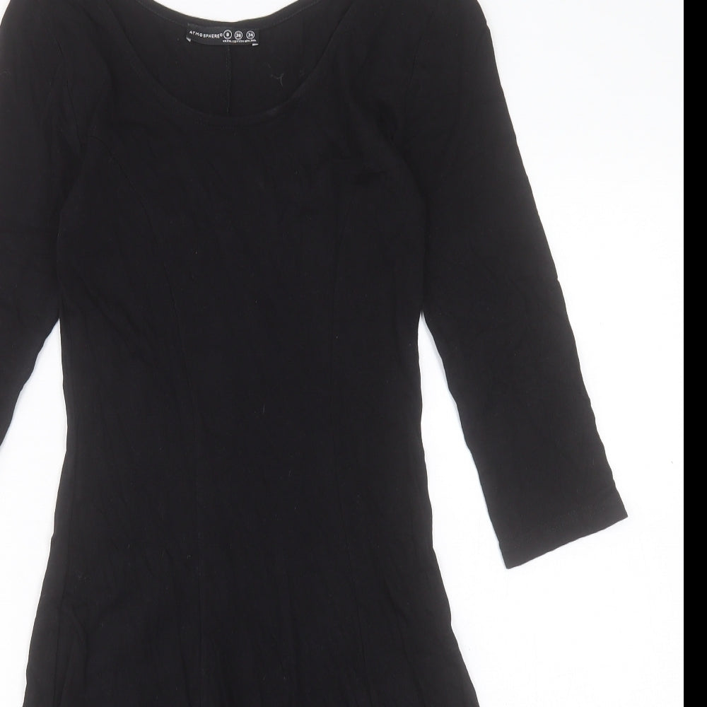 Atmosphere Womens Black Cotton A-Line Size 8 Scoop Neck Pullover