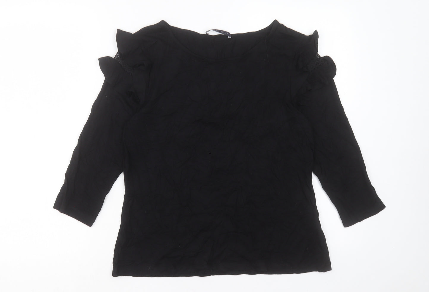 Marks and Spencer Womens Black Polyamide Basic T-Shirt Size 14 Crew Neck