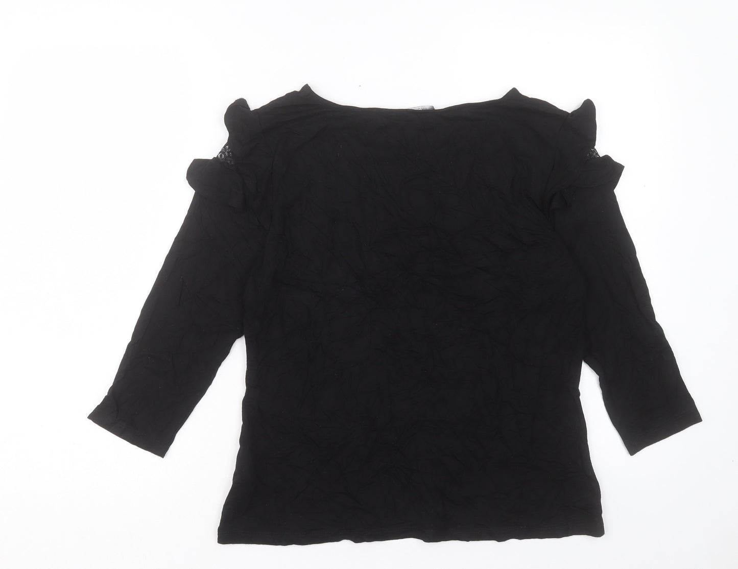 Marks and Spencer Womens Black Polyamide Basic T-Shirt Size 14 Crew Neck