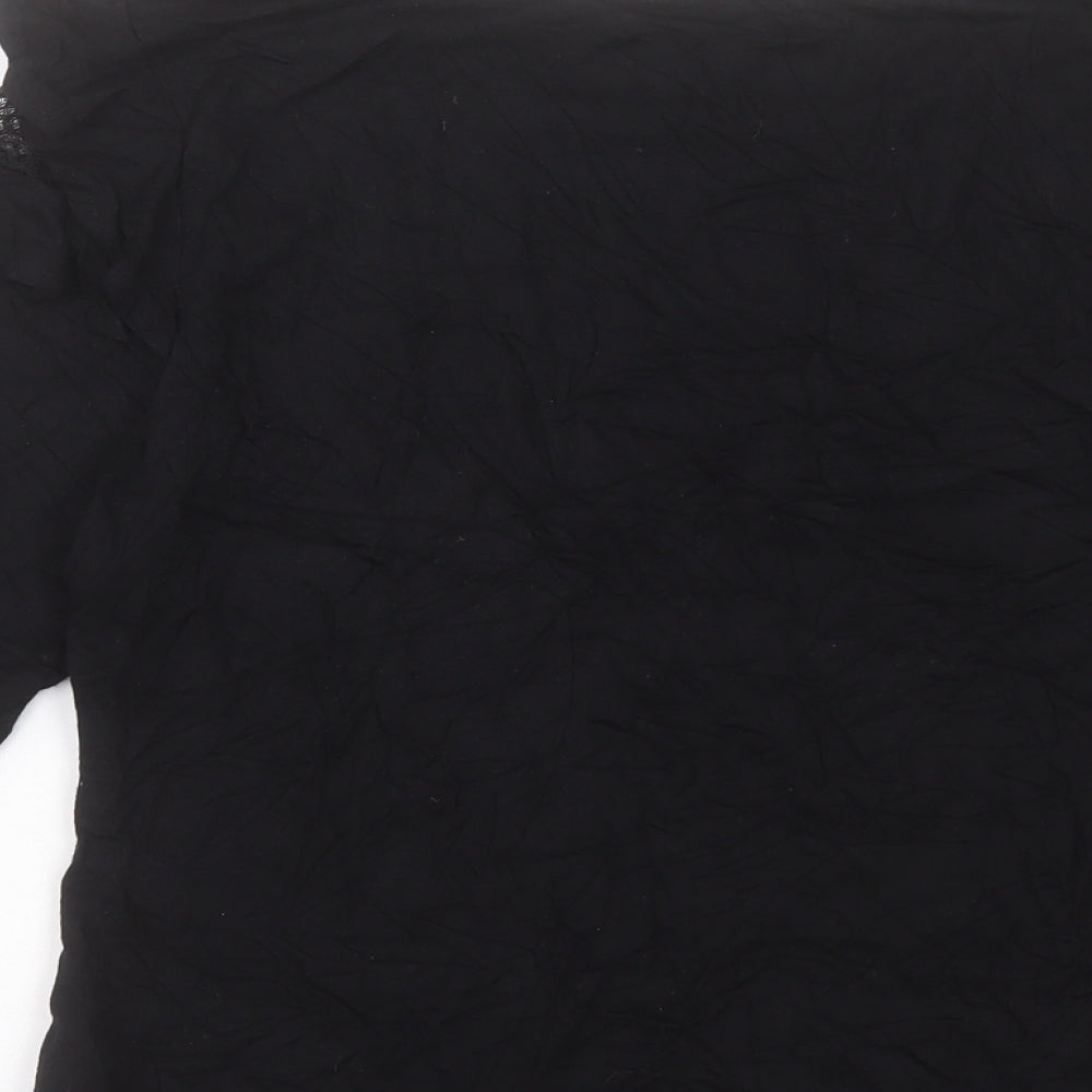 Marks and Spencer Womens Black Polyamide Basic T-Shirt Size 14 Crew Neck