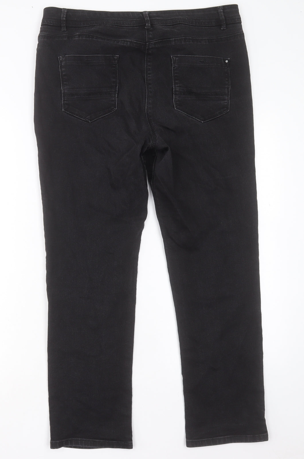 DASH Womens Black Cotton Straight Jeans Size 14 L27 in Regular Button