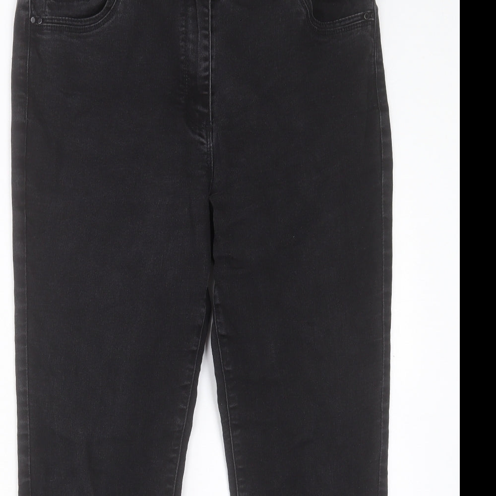 DASH Womens Black Cotton Straight Jeans Size 14 L27 in Regular Button