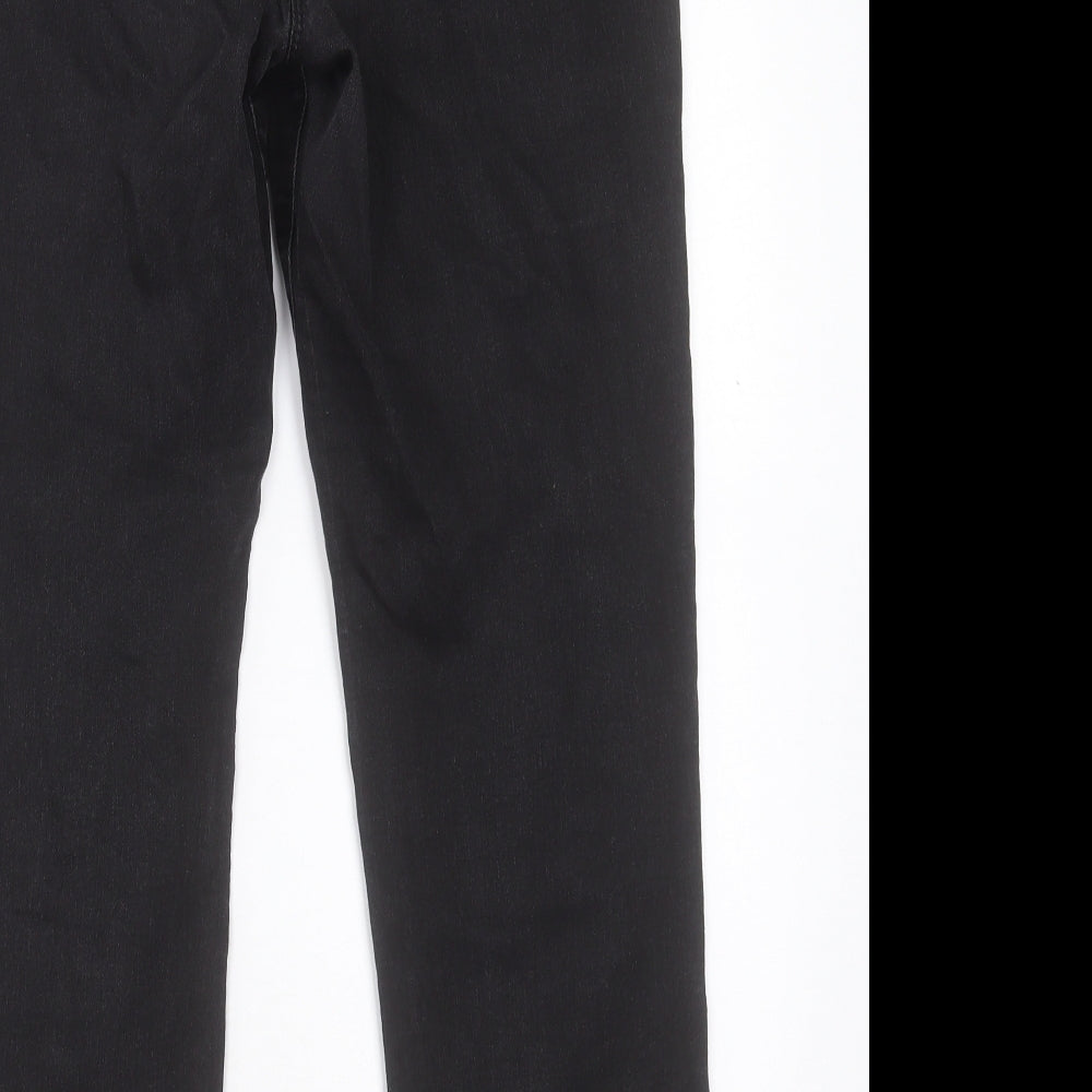 DASH Womens Black Cotton Straight Jeans Size 14 L27 in Regular Button