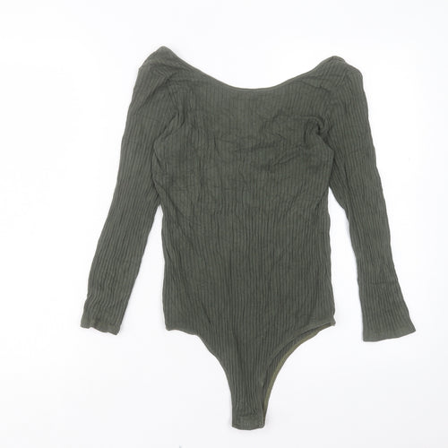 F&F Womens Green Viscose Bodysuit One-Piece Size 12 Snap