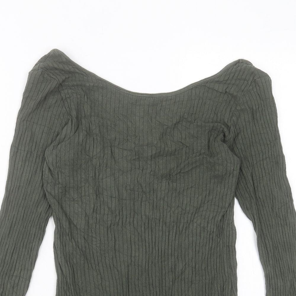 F&F Womens Green Viscose Bodysuit One-Piece Size 12 Snap