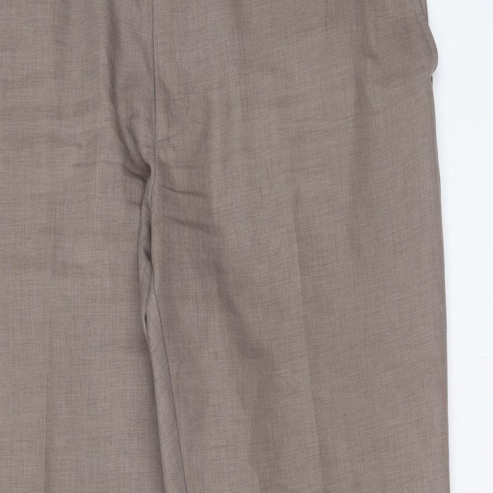 Farah Mens Brown Polyester Trousers Size 40 in L31 in Regular Button