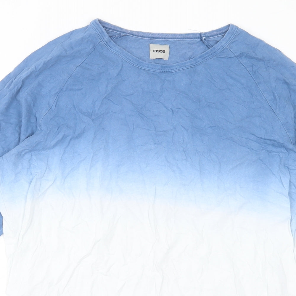 ASOS Mens Blue Cotton T-Shirt Size M Crew Neck - Tie Dye