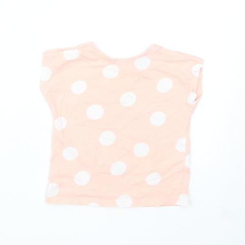 George Girls Pink Polka Dot Cotton Basic T-Shirt Size 12-18 Months Round Neck Pullover