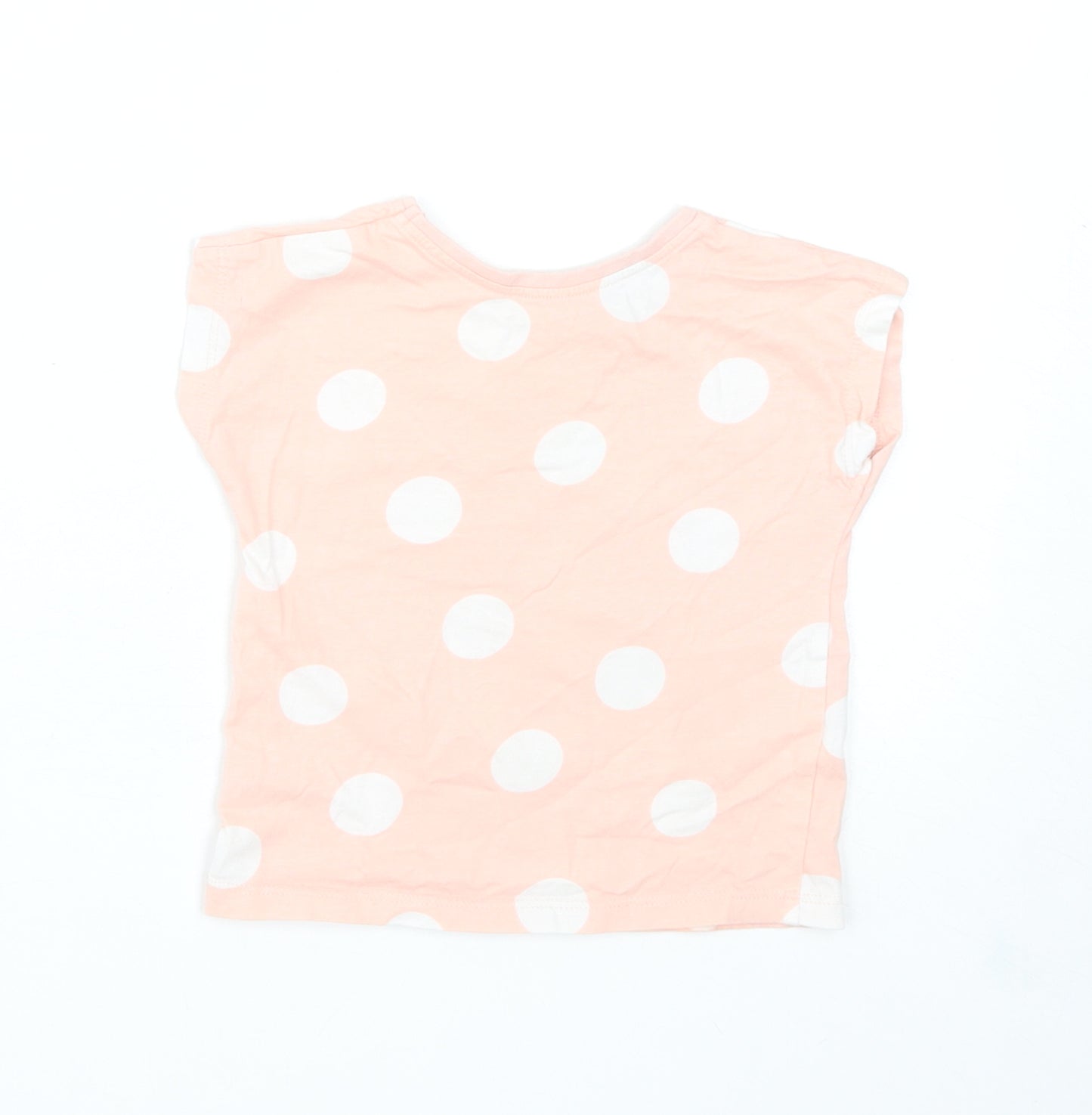 George Girls Pink Polka Dot Cotton Basic T-Shirt Size 12-18 Months Round Neck Pullover