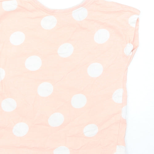 George Girls Pink Polka Dot Cotton Basic T-Shirt Size 12-18 Months Round Neck Pullover