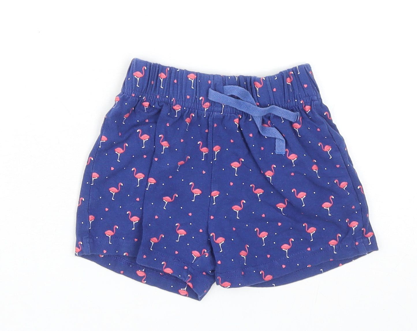 The Kids Division Girls Blue Geometric Cotton Sweat Shorts Size 2-3 Years L3 in Regular Drawstring - Flamingo