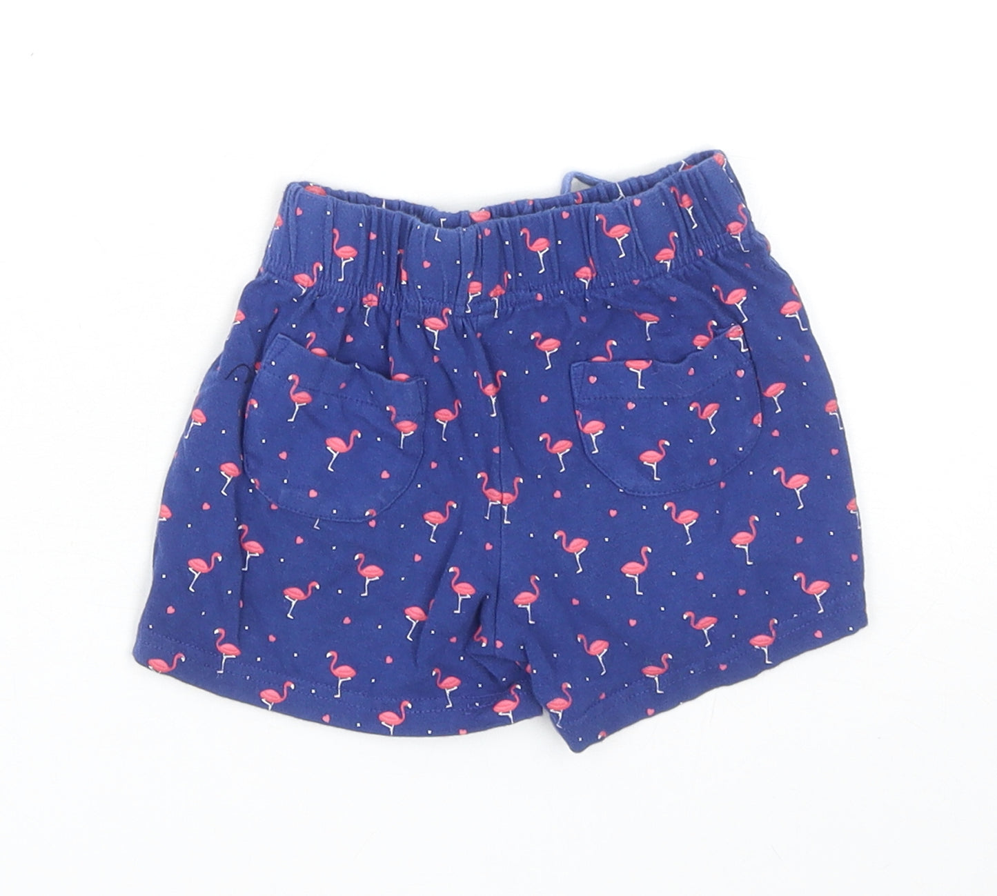 The Kids Division Girls Blue Geometric Cotton Sweat Shorts Size 2-3 Years L3 in Regular Drawstring - Flamingo