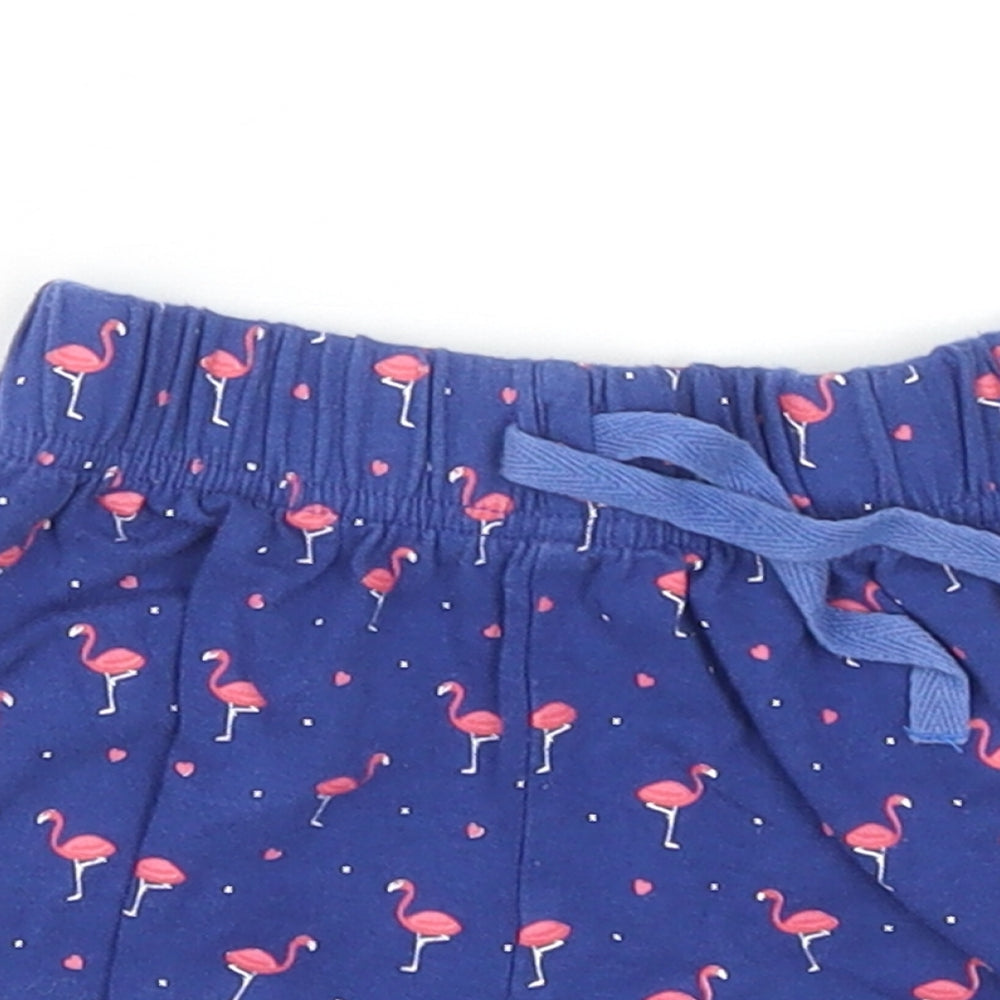 The Kids Division Girls Blue Geometric Cotton Sweat Shorts Size 2-3 Years L3 in Regular Drawstring - Flamingo