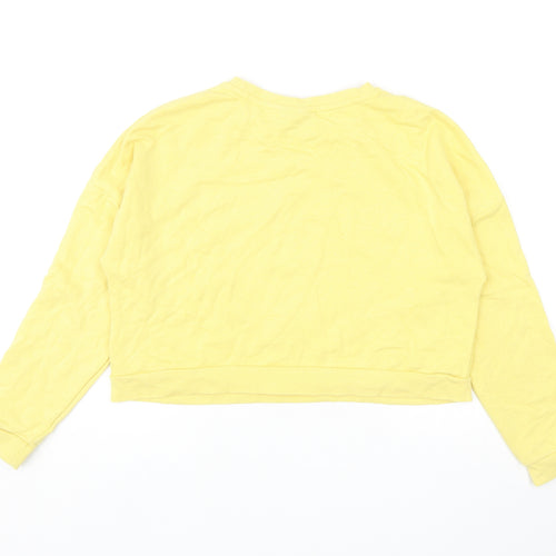 Primark Girls Yellow Cotton Pullover Sweatshirt Size 11-12 Years Pullover - Mickey Mouse Cropped