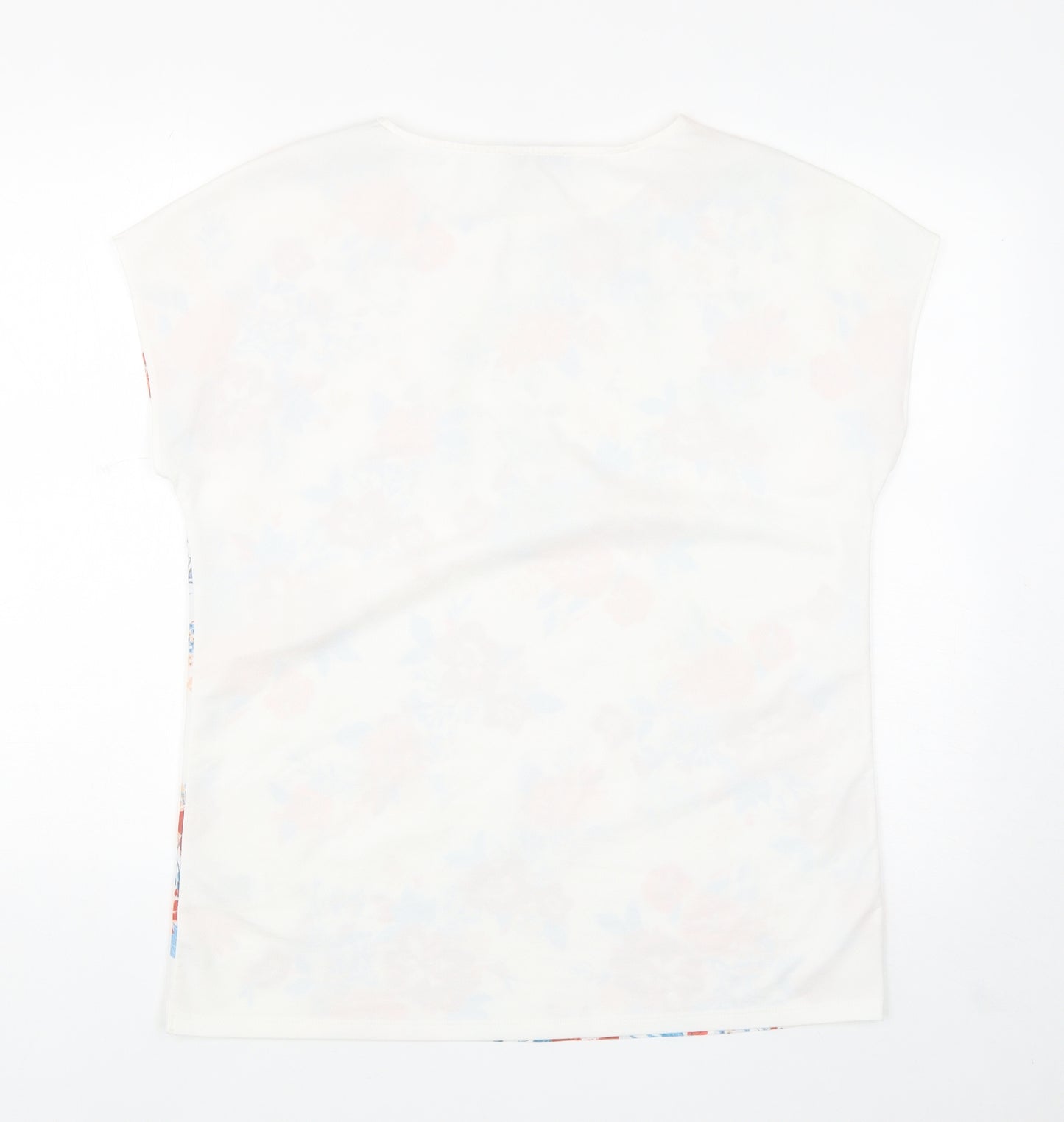 Marks and Spencer Womens White Floral Polyester Basic Blouse Size 14 Boat Neck