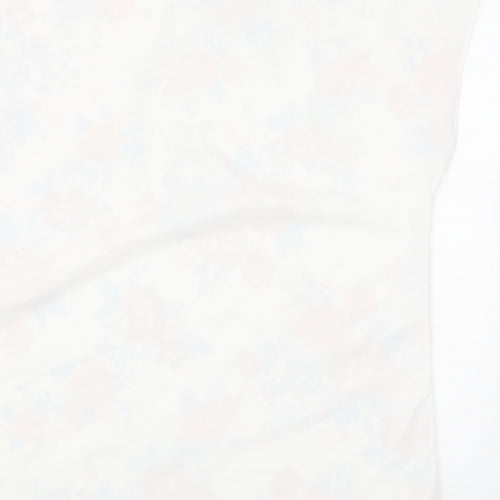 Marks and Spencer Womens White Floral Polyester Basic Blouse Size 14 Boat Neck