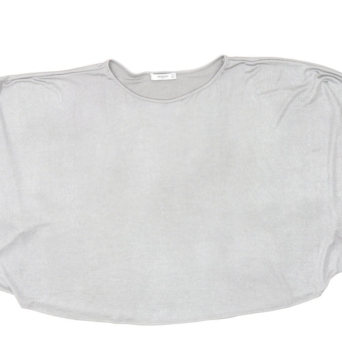 Mango Womens Silver Polyester Basic Blouse Size M Boat Neck