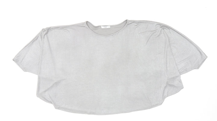 Mango Womens Silver Polyester Basic Blouse Size M Boat Neck
