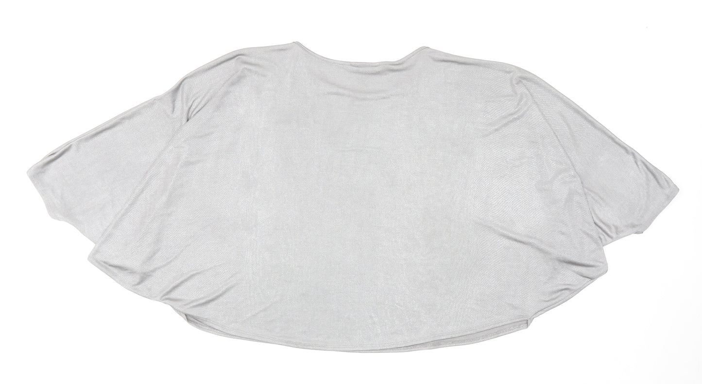 Mango Womens Silver Polyester Basic Blouse Size M Boat Neck