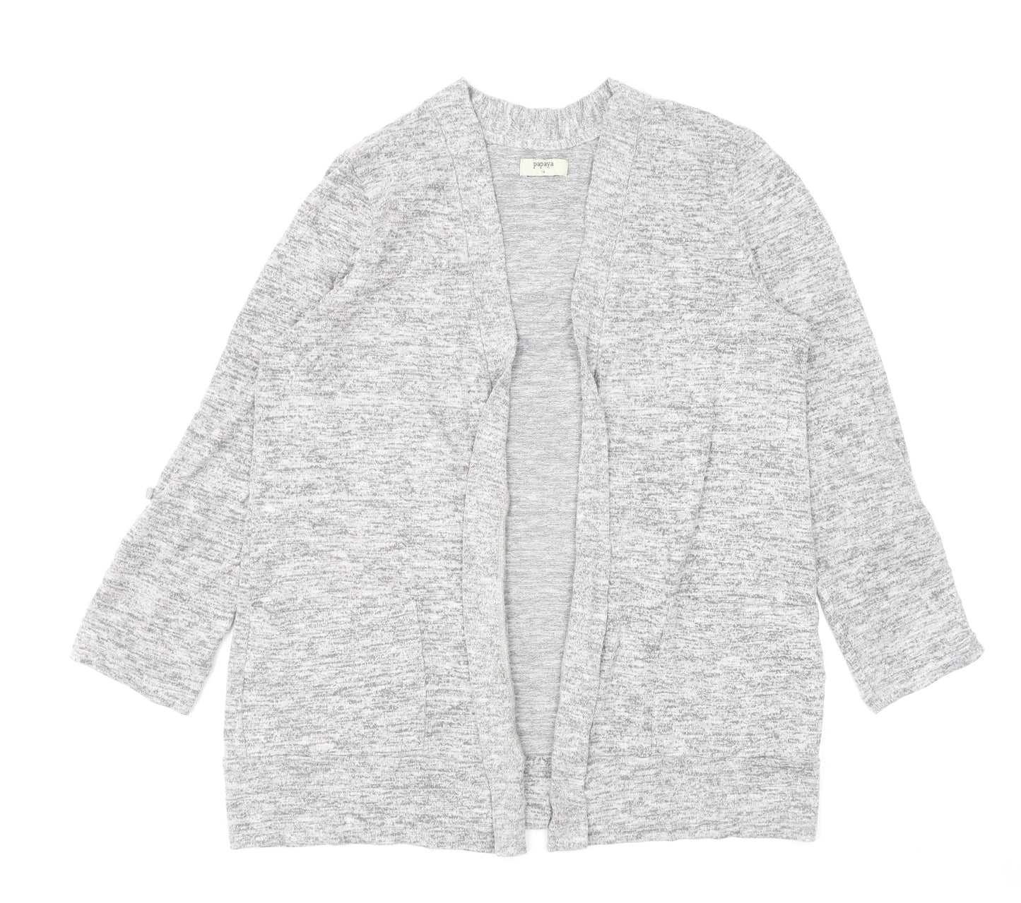 Papaya Womens Grey V-Neck Viscose Cardigan Jumper Size 14