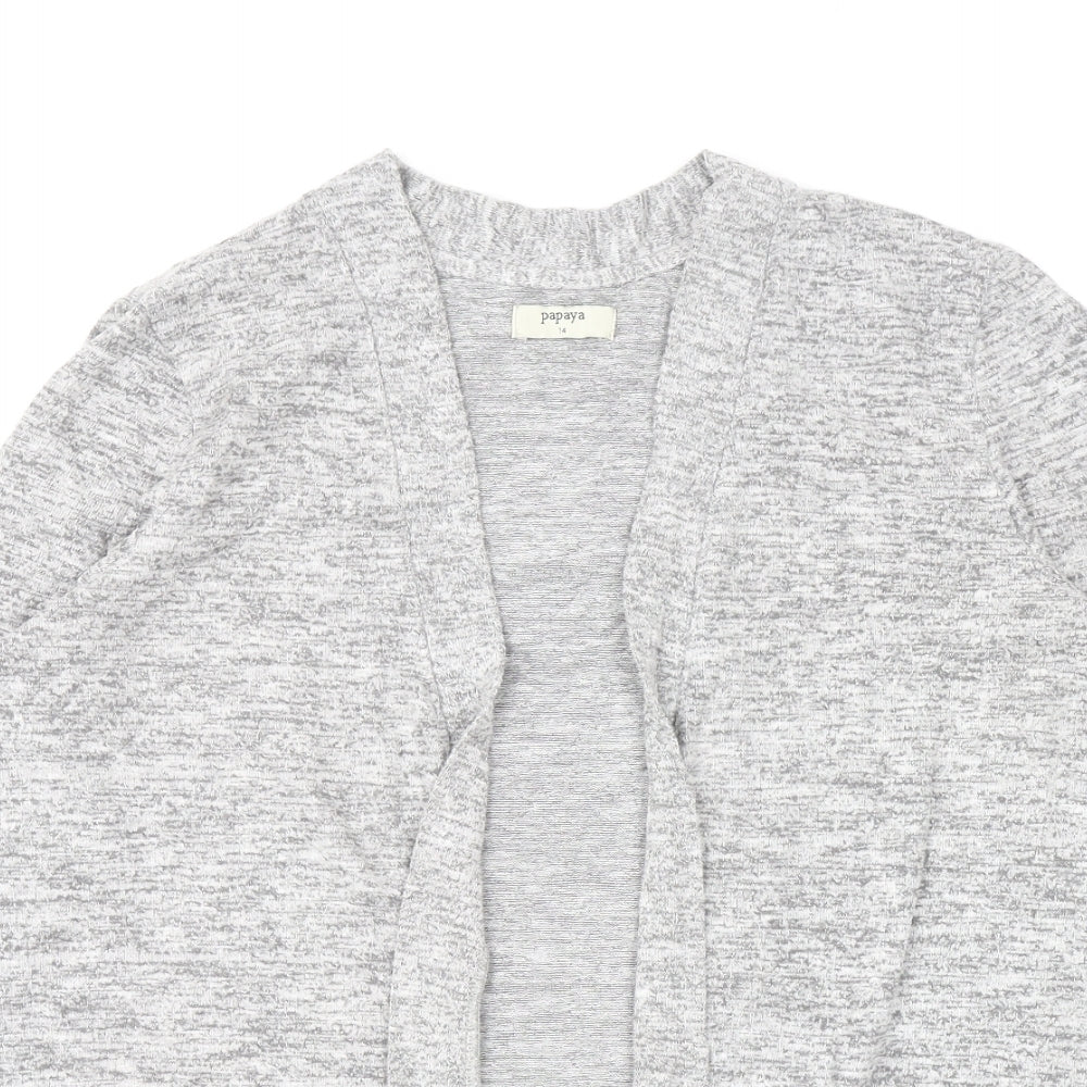 Papaya Womens Grey V-Neck Viscose Cardigan Jumper Size 14