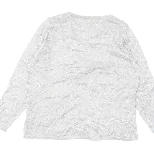 BONMARCHE Womens Silver Round Neck Acrylic Pullover Jumper Size L
