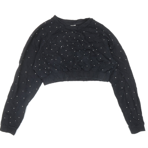 ASOS Womens Black Cotton Pullover Sweatshirt Size 12 Pullover - Cropped