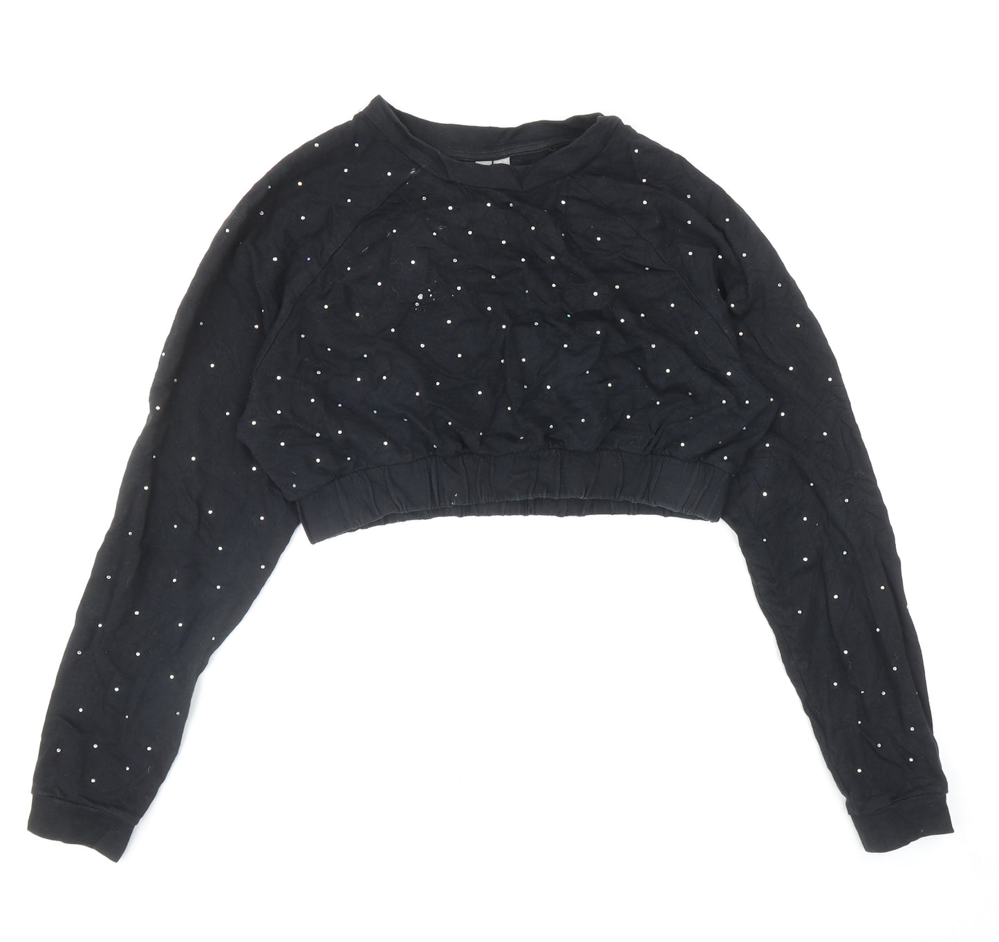 ASOS Womens Black Cotton Pullover Sweatshirt Size 12 Pullover - Cropped